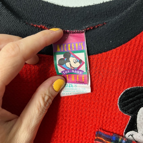 Vintage Mickey Mouse Disney Girls Night Shirt Thermal Red mickeys stuff for kids - Picture 2 of 6